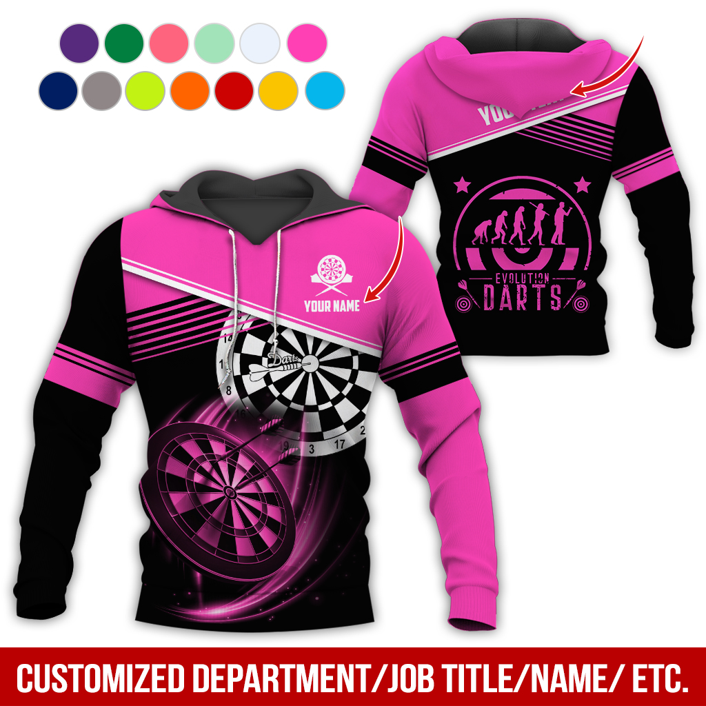 Customized Name & Text Darts Skull Premium Hoodie, Evolution of Darts Player Darts Hoodie, Perfect Gift For Darts Lovers, Darts Player