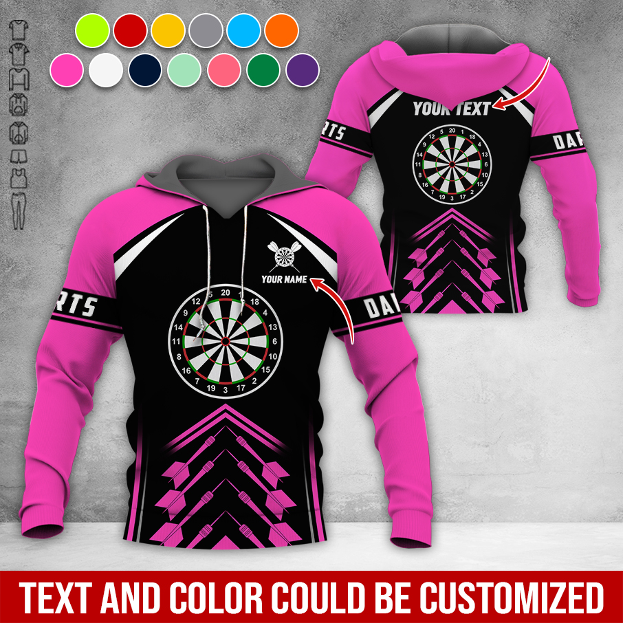 Customized Name & Text Darts Premium Hoodie, Custom Color Darts Pattern For Men & Women Hoodie, Perfect Gift For Darts Lovers, Darts Player