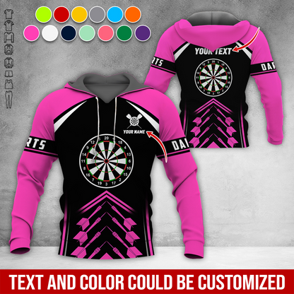 Customized Name & Text Darts Premium Hoodie, Custom Color Darts Pattern For Men & Women Hoodie, Perfect Gift For Darts Lovers, Darts Player