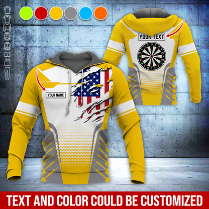 Customized Name & Text Darts Premium Hoodie, Custom Your Flag & Darts Hoodie, Perfect Gift For Darts Lovers, Darts Player