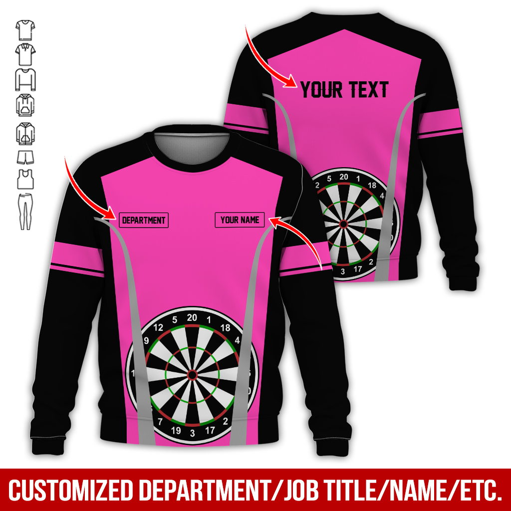 Customized Darts Sweatshirt, Personalized Name, Text & Department Sweatshirt, Play Darts Pattern Sweatshirt, Perfect Gift For Darts Lovers, Friend, Family