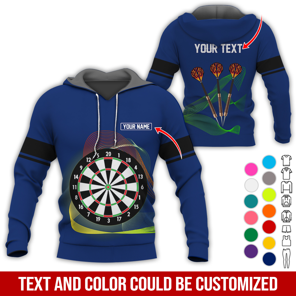 Customized Darts Premium Hoodie, Personalized Name & Text Hoodie, Black Line Pattern Hoodie For Men & Women, Perfect Gift For Darts Lovers, Friend, Family