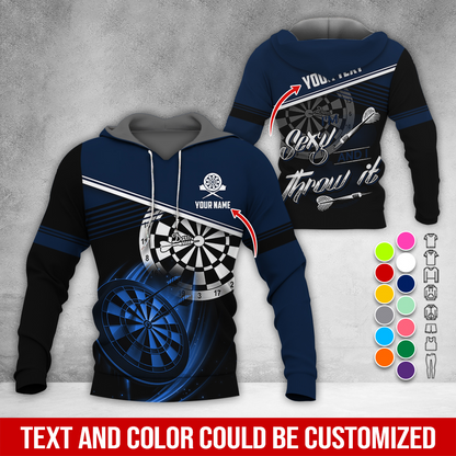 Personalized Name & Text Darts Premium Hoodie, I'm Sexy And I Throw It Darts Hoodie, Perfect Gift For Darts Lovers, Friend, Family