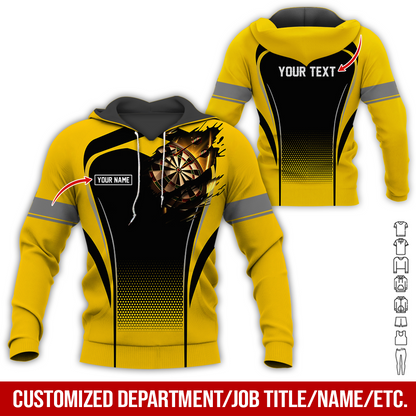 Customized Name & Text Darts Premium Hoodie, Dartboards Pattern Hoodie For Men & Women - Gift For Darts Lovers, Friend, Family