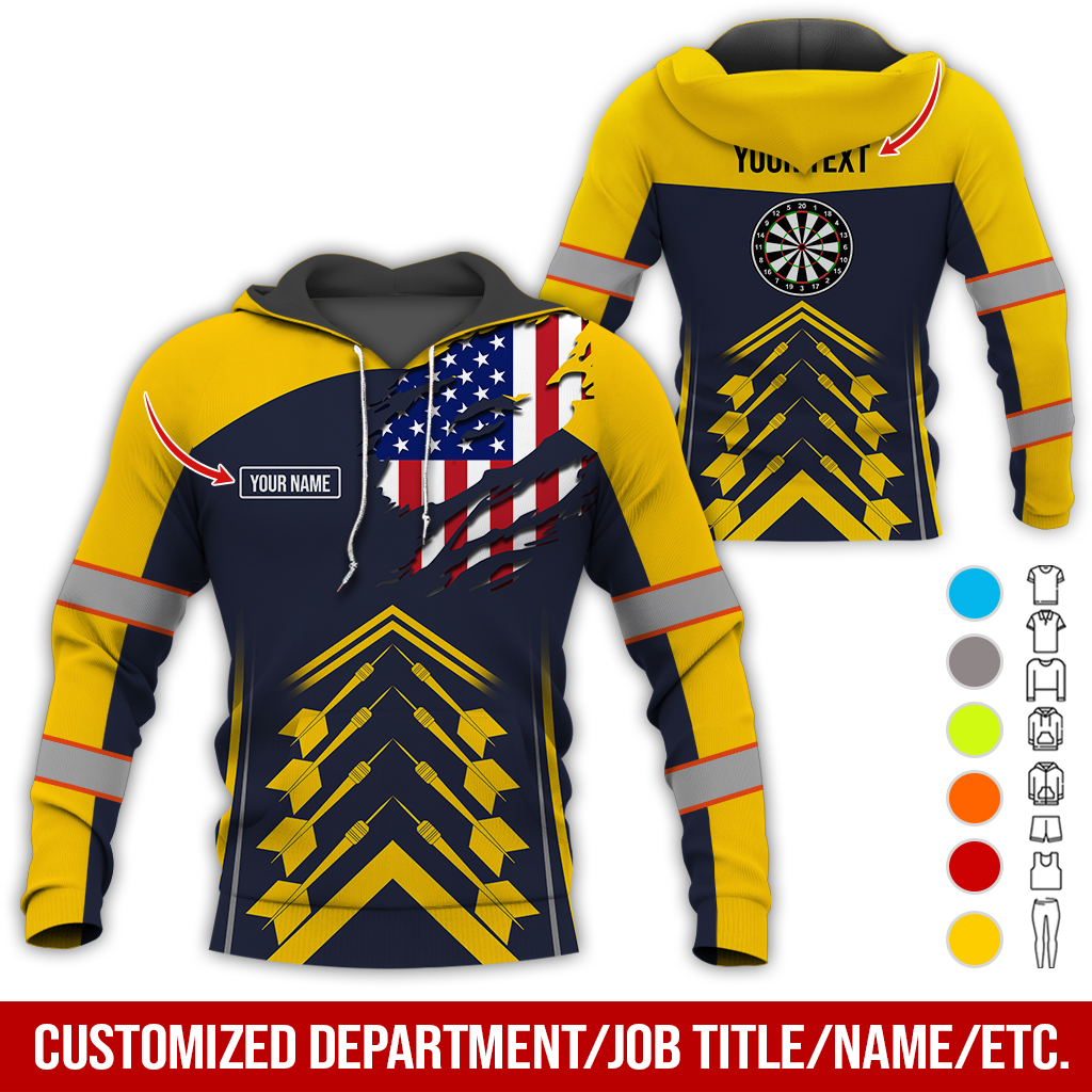 Customized Name Darts Premium Hoodie, American Flag Pattern Hoodie For Men & Women, Perfect Gift For Darts Lovers, Friend, Family