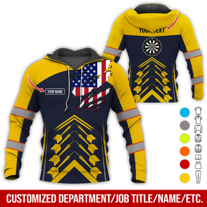 Customized Name Darts Premium Hoodie, American Flag Pattern Hoodie For Men & Women, Perfect Gift For Darts Lovers, Friend, Family