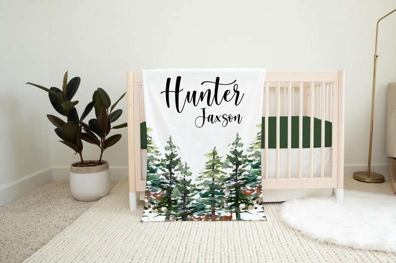 Forest Hunter Baby Milestone Blanket Customized Name For Baby Boy Girl Nursery, Son, Grandson, Daughter, Granddaughter