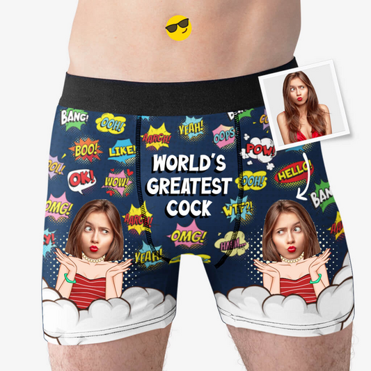 Personalized Boxers, Custom Face Underwear - Customized World's Greatest Cock Boxer - Best Valentine Gift For Men From Lover