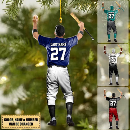 Custom Baseball Acrylic Ornament, Personalized Baseball Man Winner Acrylic Ornament For Baseball Lover, Christmas, Family