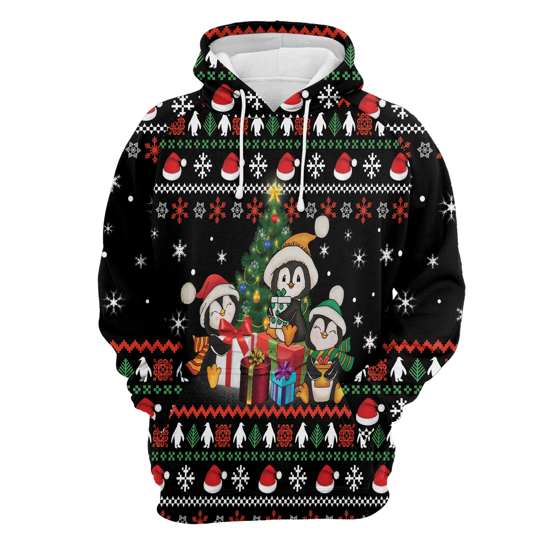 Penguin Premium Christmas Hoodie, Penguin Christmas Tree Unisex Hoodie For Men & Women - Perfect Gift For Christmas, Penguin Lover