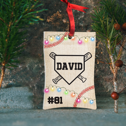 Custom Baseball Wooden Ornament, Personalized Name & Number Baseball Seed Wood Ornament - Perfect Gift For Baseball Lover