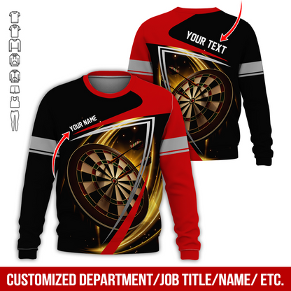 Customized Name & Text Darts Sweatshirt, Dartboard Pattern Shirts For Men & Women - Gift For Darts Lovers, Friend, Family