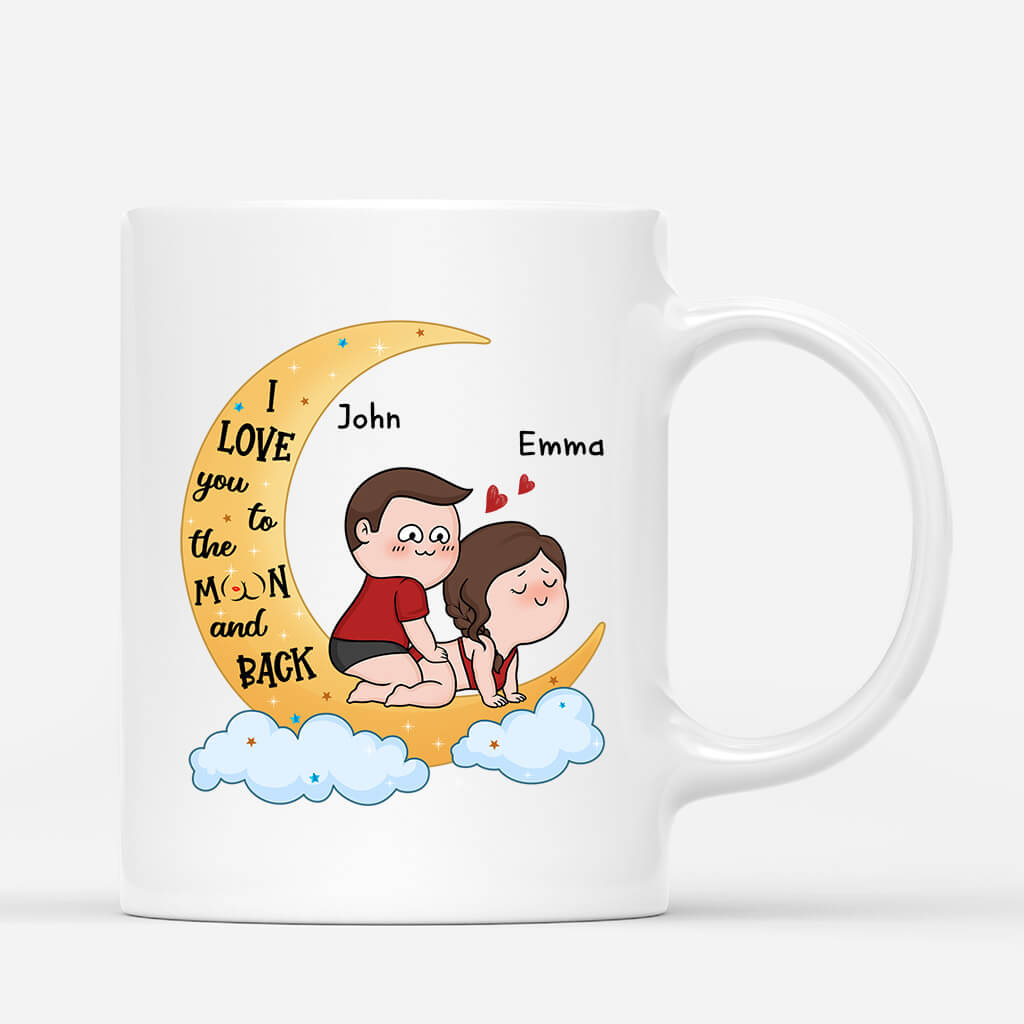 Personalized Couple Mug - Customized  I Love You To The Moon And Back Mug, Best Valentine Gift For Couple