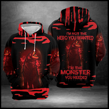 Wolf Monster Pullover Premium Hoodie I'm Not The Hero You Wanted, Perfect Outfit For Men And Women On Christmas New Year Autumn Winter