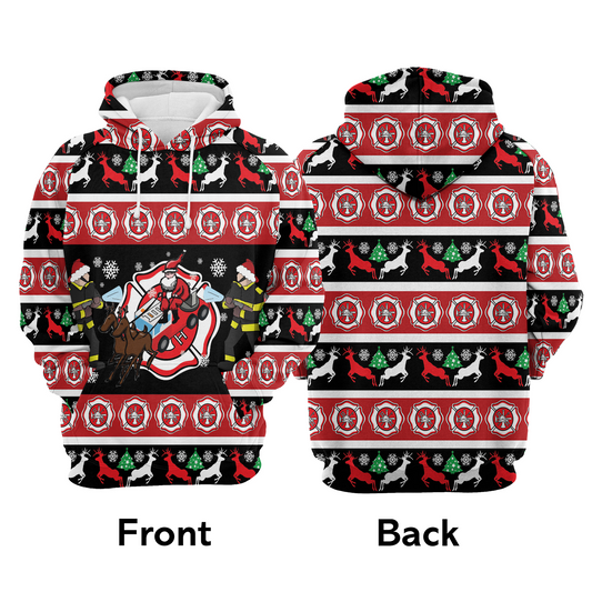 Santa Claus Firefighter Pullover Premium Hoodie , Perfect Outfit For Men And Women On Christmas New Year Autumn Winter