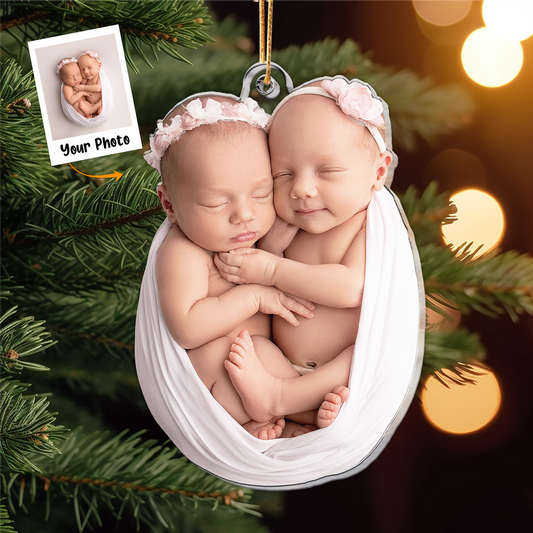 Personalized Acrylic Newborn Baby Photo Ornament, Custom Cute Newborn Baby Photo Acrylic Ornament For Christmas, Perfect Gift For Parents, Family, Christmas