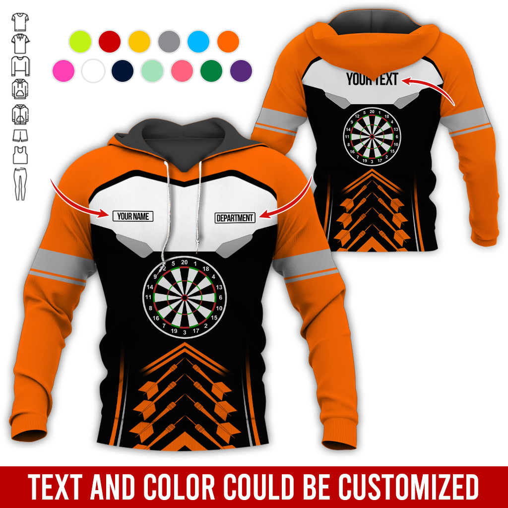 Customized Name, Text & Department Darts Premium Hoodie, Black & White Pattern Darts Hoodie, Perfect Gift For Darts Lovers, Darts Player