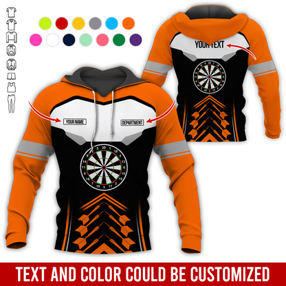 Customized Name, Text & Department Darts Premium Hoodie, Black & White Pattern Darts Hoodie, Perfect Gift For Darts Lovers, Darts Player