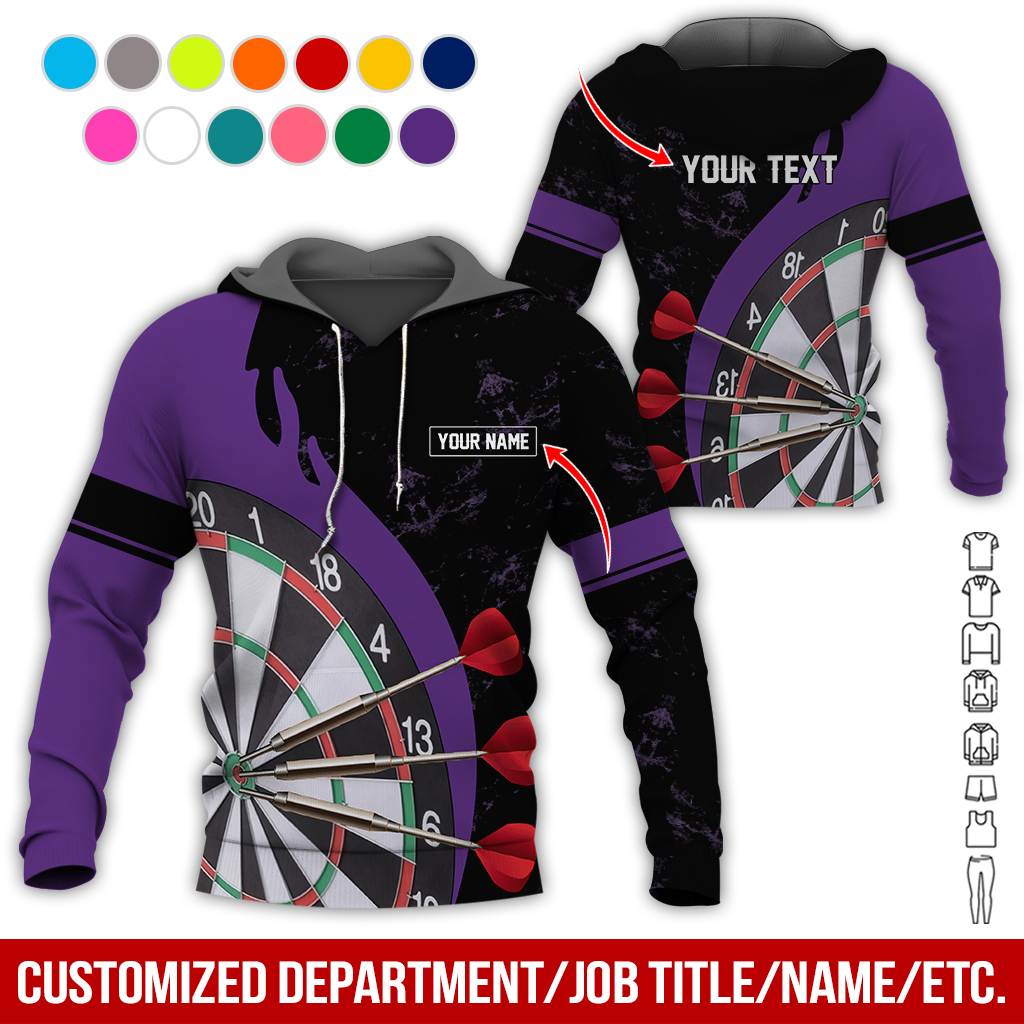 Customized Name & Text Darts Premium Hoodie, Darts & Moss Pattern Hoodie, Perfect Gift For Darts Lovers, Friend, Family