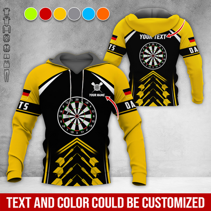 Customized Name & Text Darts Premium Hoodie, Custom Your Flag Darts Hoodie, Perfect Gift For Darts Lovers, Friend, Family