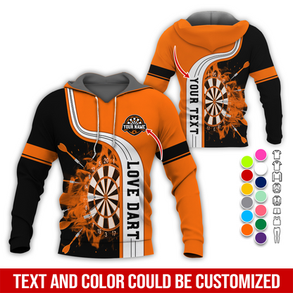 Customized Name & Text Darts Premium Hoodie, Darts Pattern Colorful Hoodie, Perfect Gift For Darts Lovers, Friend, Family
