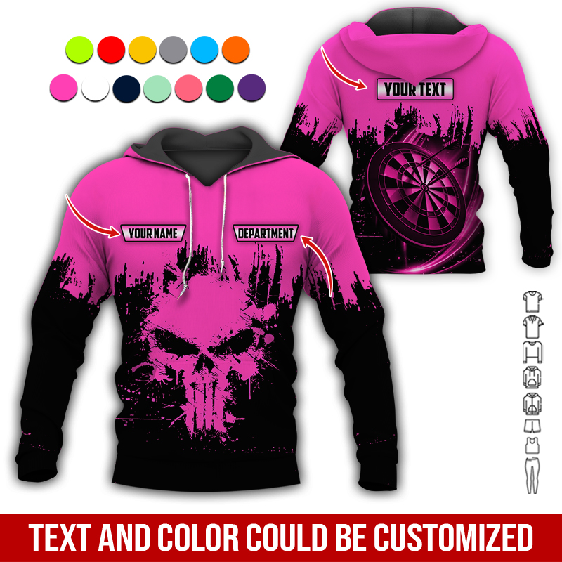 Personalized Darts Skull Premium Hoodie ,Customized Name Text & Department Darts Hoodie, Perfect Gift For Darts Lovers, Darts Player