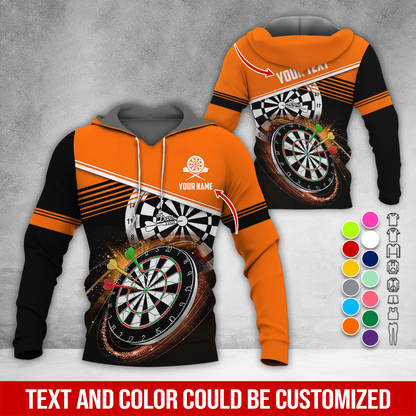 Customized Name & Text Darts Premium Hoodie, Modern Textures Pattern Darts Hoodie, Perfect Gift For Darts Lovers, Darts Player