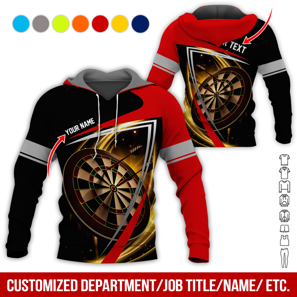 Customized Name & Text Darts Premium Hoodie, Dartboard Pattern Hoodie For Men & Women - Gift For Darts Lovers, Friend, Family