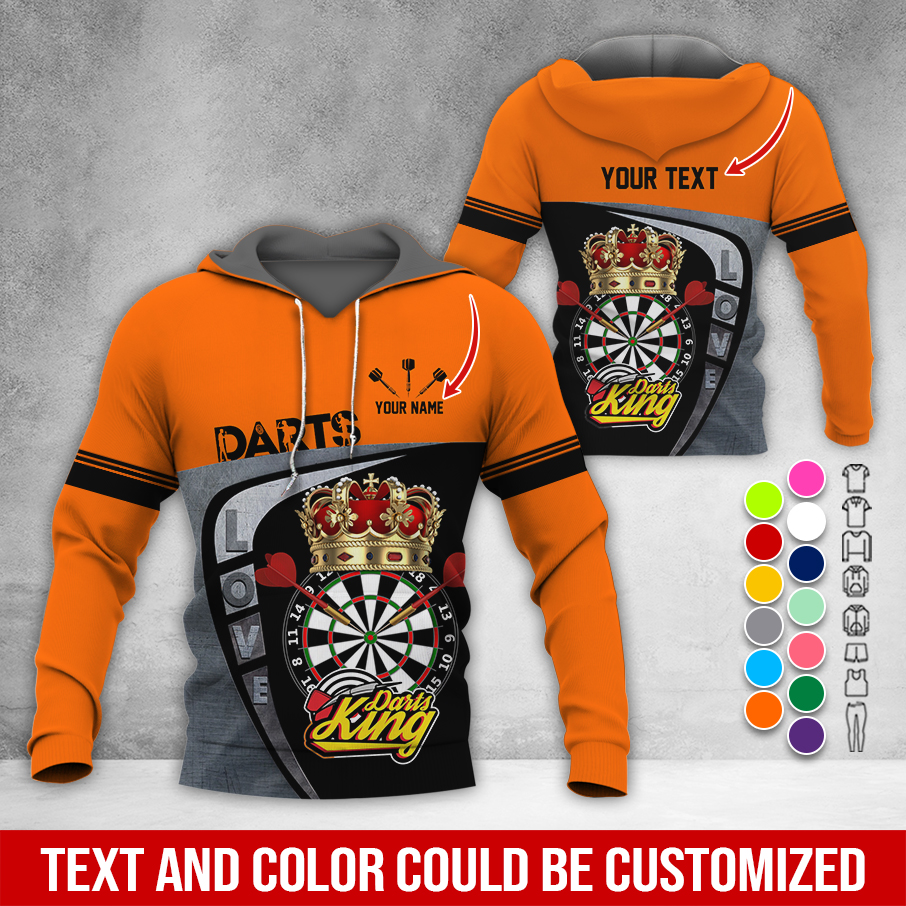 Customized Darts Premium Hoodie, Personalized Name & Text Darts Hoodie, Darts King Hoodie, Perfect Gift For Darts Lovers, Friend, Family
