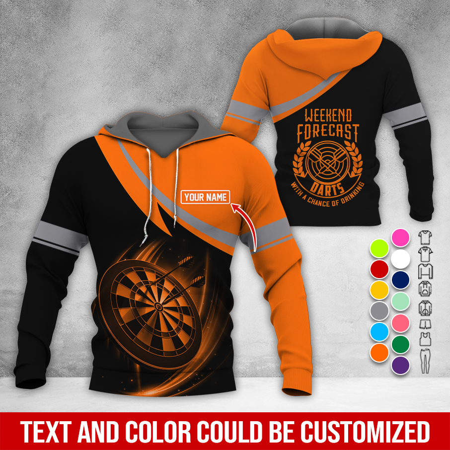 Customized Name Darts Premium Hoodie, Weekend Forrecast Darts Black Hoodie, Perfect Gift For Darts Lovers, Friend, Family