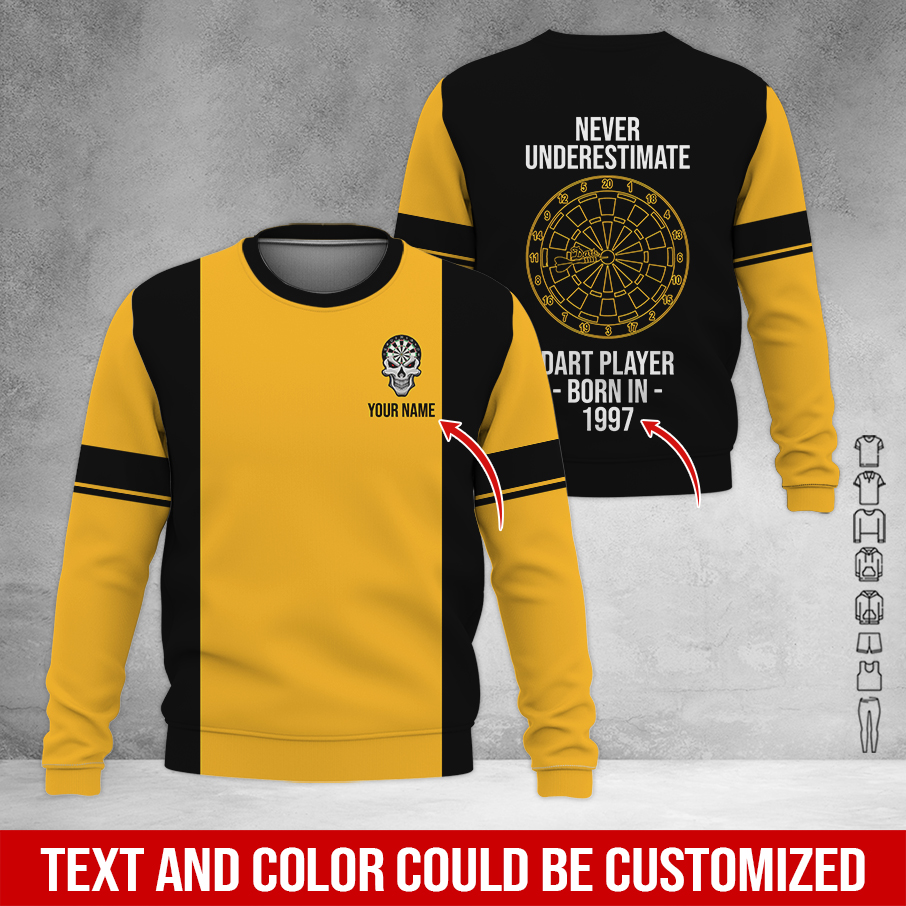 Customized Darts Sweatshirt, Personalized Name & Year Sweatshirt, Never Underestimate Darts Player Sweatshirt, Perfect Gift For Darts Lovers, Darts Player