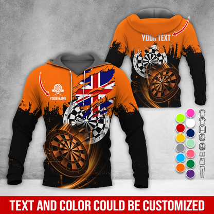 Customized Name & Text Darts Premium Hoodie, England Flag Darts Hoodie, Perfect Gift For Darts Lovers, Friend, Family