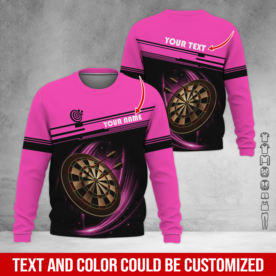 Customized Darts Sweatshirt, Personalized Name & Text Darts Sweatshirt, Darts Pattern Sweatshirt, Perfect Gift For Darts Lovers, Friend, Family