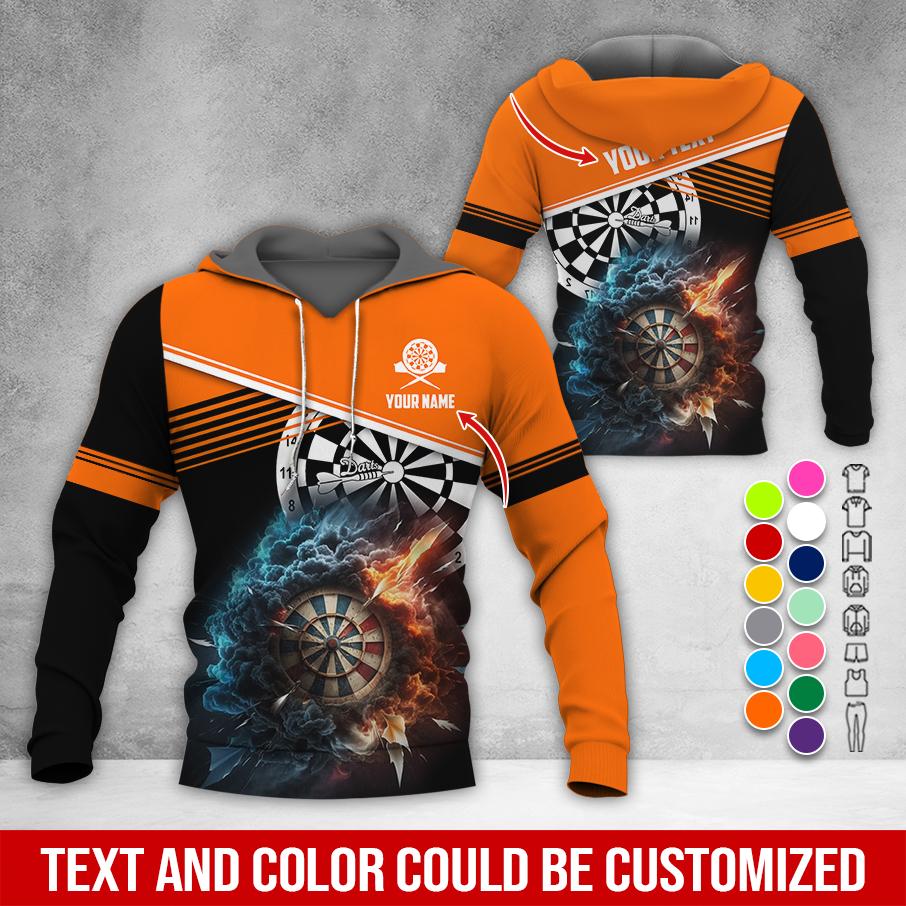 Personalized Name & Text Darts Premium Hoodie, Darts & Storm Pattern Hoodie, Perfect Gift For Darts Lovers, Friend, Family
