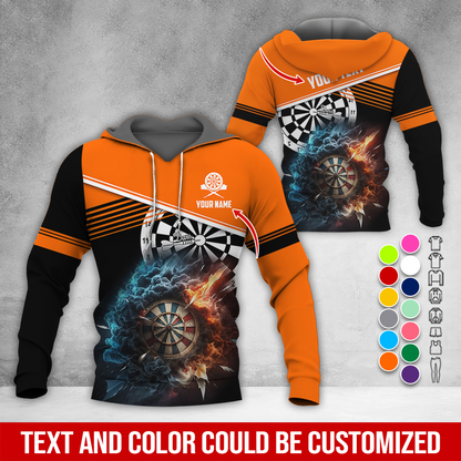 Personalized Name & Text Darts Premium Hoodie, Darts & Storm Pattern Hoodie, Perfect Gift For Darts Lovers, Friend, Family