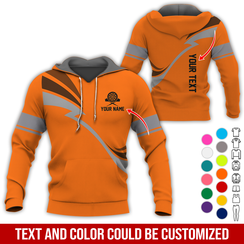 Personalized Darts Premium Hoodie, Customized Name & Text Lightning Pattern Darts Hoodie, Perfect Gift For Darts Lovers, Friend, Family