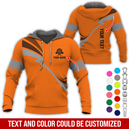 Personalized Darts Premium Hoodie, Customized Name & Text Lightning Pattern Darts Hoodie, Perfect Gift For Darts Lovers, Friend, Family