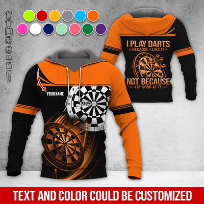 Customized Name Darts Premium Hoodie, I Play Darts Because I Like It Darts Hoodie, Perfect Gift For Darts Lovers, Darts Player