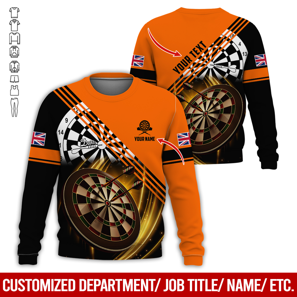 Customized Darts Sweatshirt, Personalized National Flag & Darts Pattern Sweatshirt For Men & Women, Perfect Gift For Darts Lovers, Friend, Family