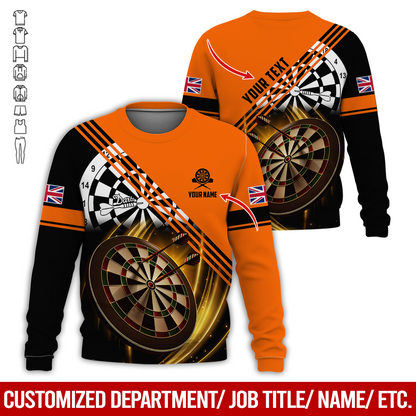 Customized Darts Sweatshirt, Personalized National Flag & Darts Pattern Sweatshirt For Men & Women, Perfect Gift For Darts Lovers, Friend, Family
