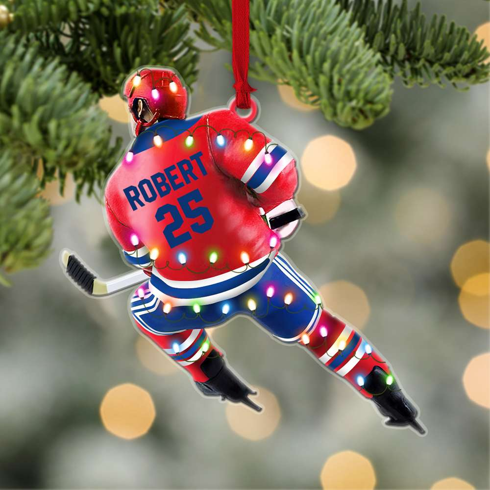 Custom Hockey Acrylic Ornament, Ice Hockey Player Acrylic Ornament - Perfect Gift For Hockey Lover, Christmas, New Year