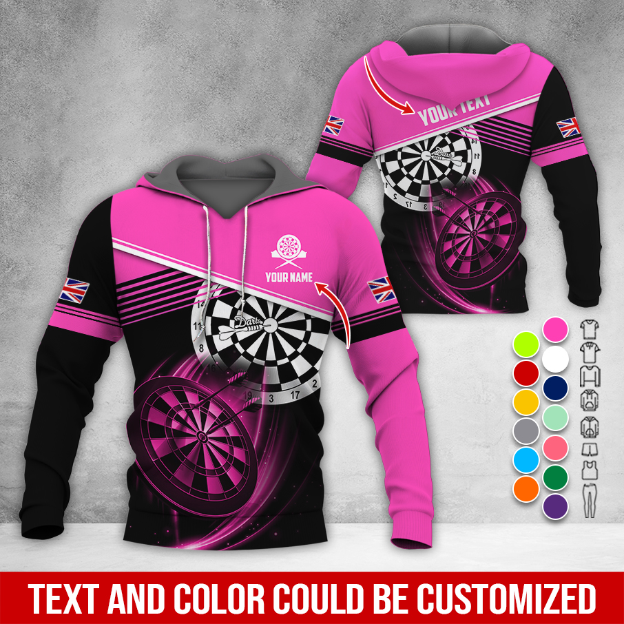 Customized Name & Text Darts Premium Hoodie, Custom Your Flag Hoodie, Perfect Gift For Darts Lovers, Friend, Family