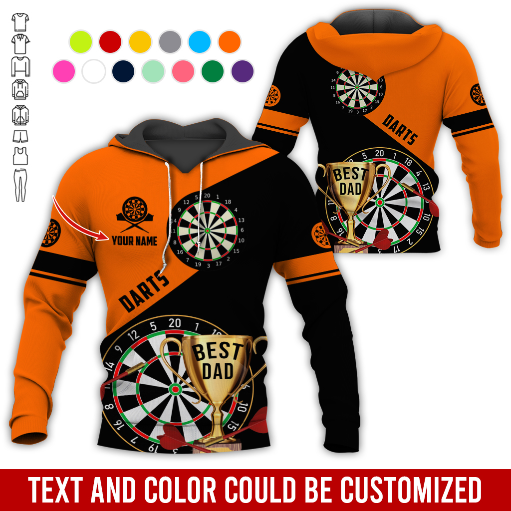 Personalized Darts Best Dad Premium Hoodie, Customized Name Darts Hoodie, Perfect Gift For Darts Lovers, Darts Player