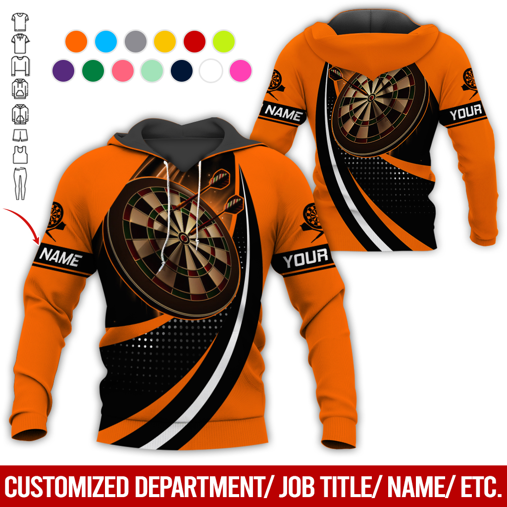 Customized Name Darts Premium Hoodie, Black Spot Pattern Darts Hoodie, Perfect Gift For Darts Lovers, Friend, Family