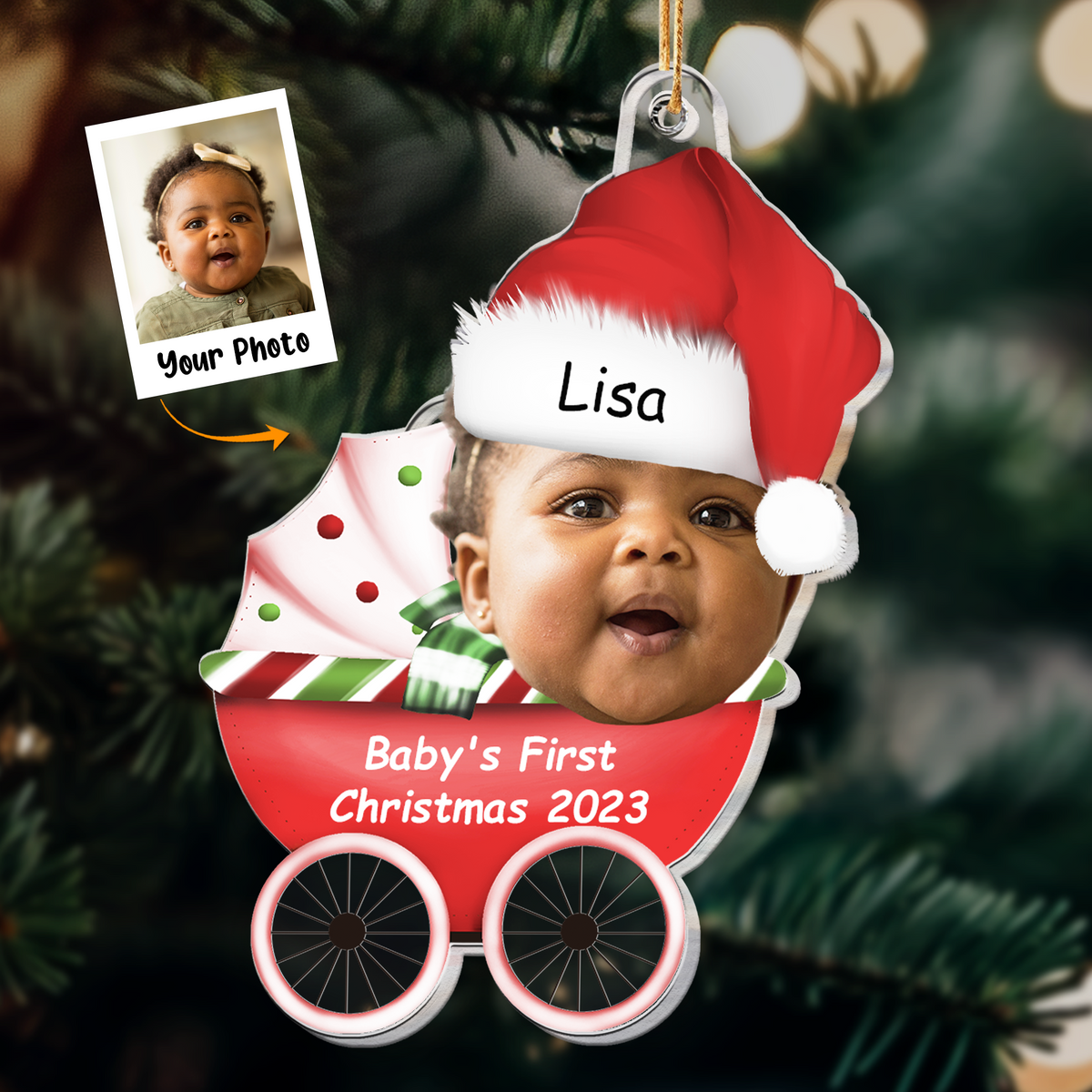 Personalized Acrylic Baby Photo Ornament, Celebrating the baby's first Christmas Photo Acrylic Ornament For Christmas, Best Gift idea for the new Mom & Dad