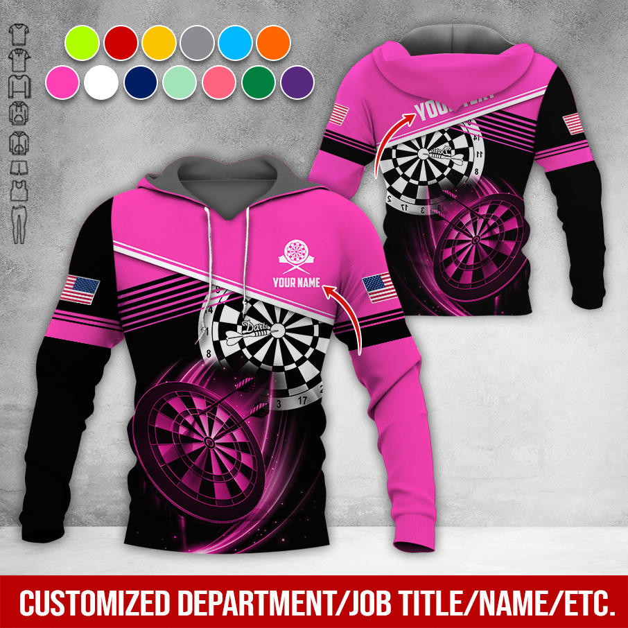 Customized Name & Text Darts Premium Hoodie, Custom National Flag, Darts Pattern Hoodie For Men & Women, Perfect Gift For Darts Lovers, Darts Player