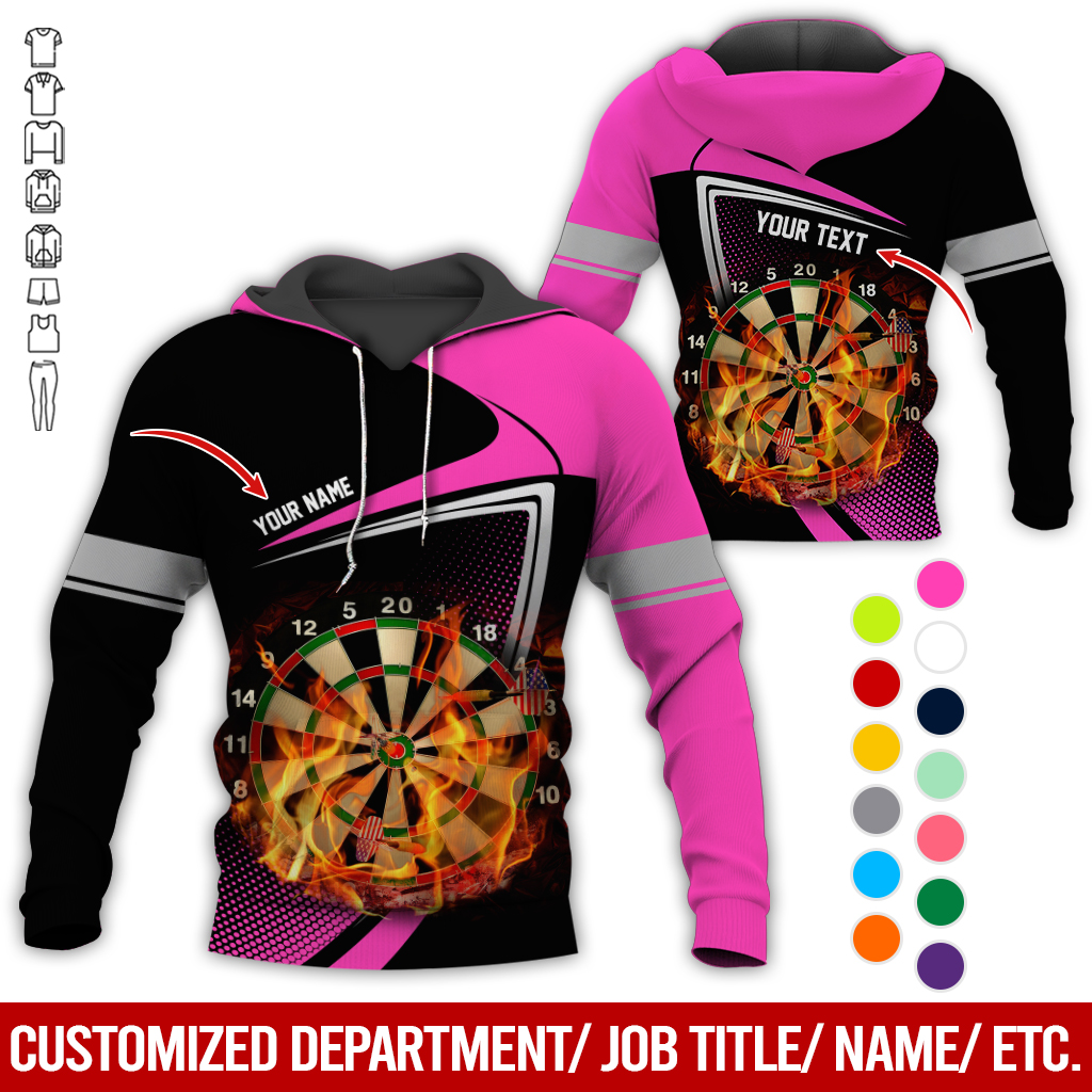 Personalized Darts Flaming Premium Hoodie, Dartboards Pattern Black & White Hoodie For Men & Women, Perfect Gift For Darts Lovers, Friend, Family