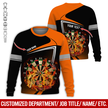 Customized Darts Sweatshirt, Flaming Dartboards Pattern Black & White Sweatshirt For Men & Women, Perfect Gift For Darts Lovers, Friend, Family