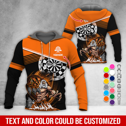Customized Name & Text Darts Premium Hoodie, Poseidon Pattern Darts Hoodie, Perfect Gift For Darts Lovers, Darts Player