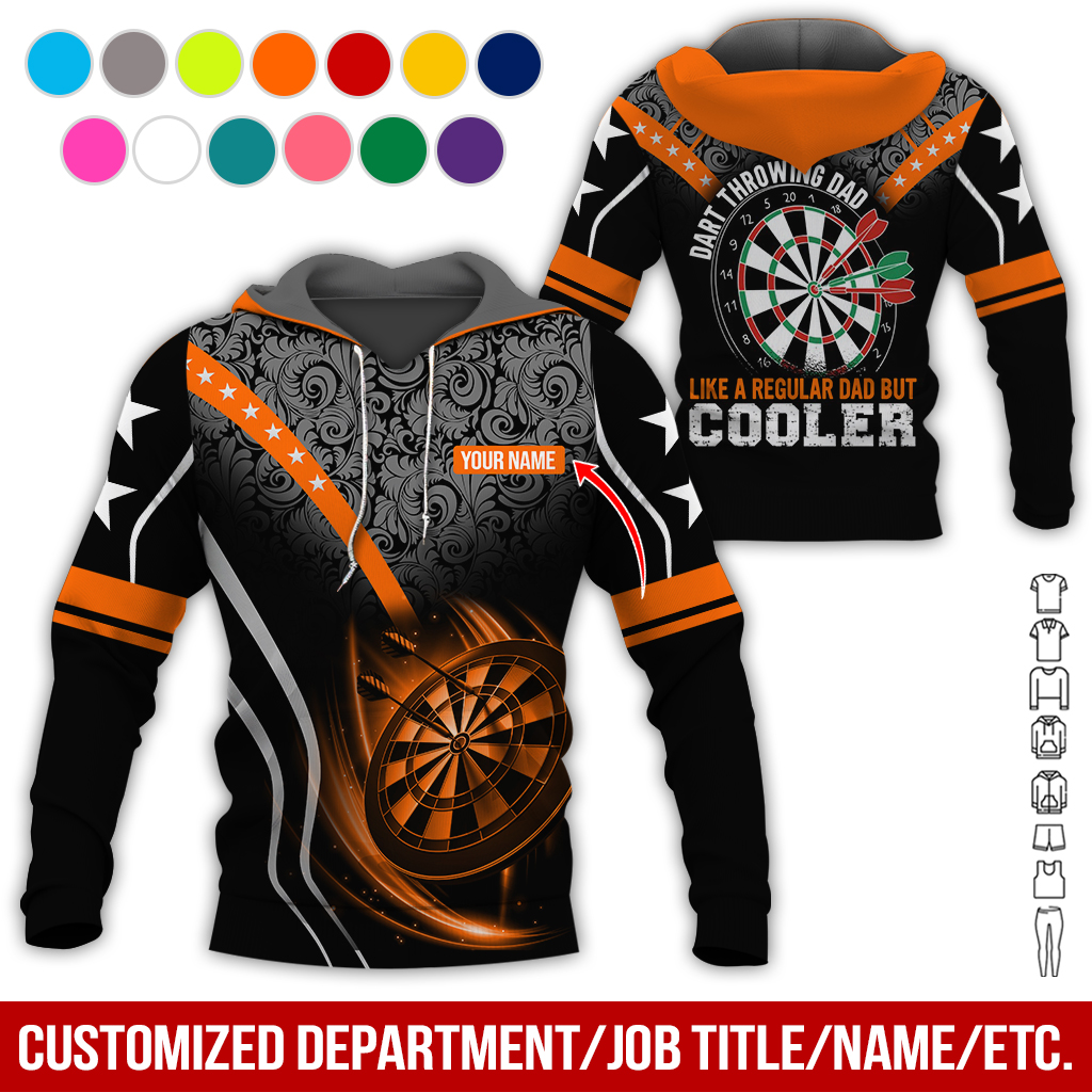 Customized Name Darts Tropical Pattern Hoodie, Like A Regular Dad But Cooler Hoodie, Perfect Gift For Darts Lovers, Darts Player